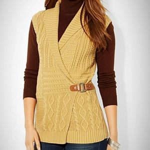 Lauren Ralph Lauren Tan Cable Knit Cardigan